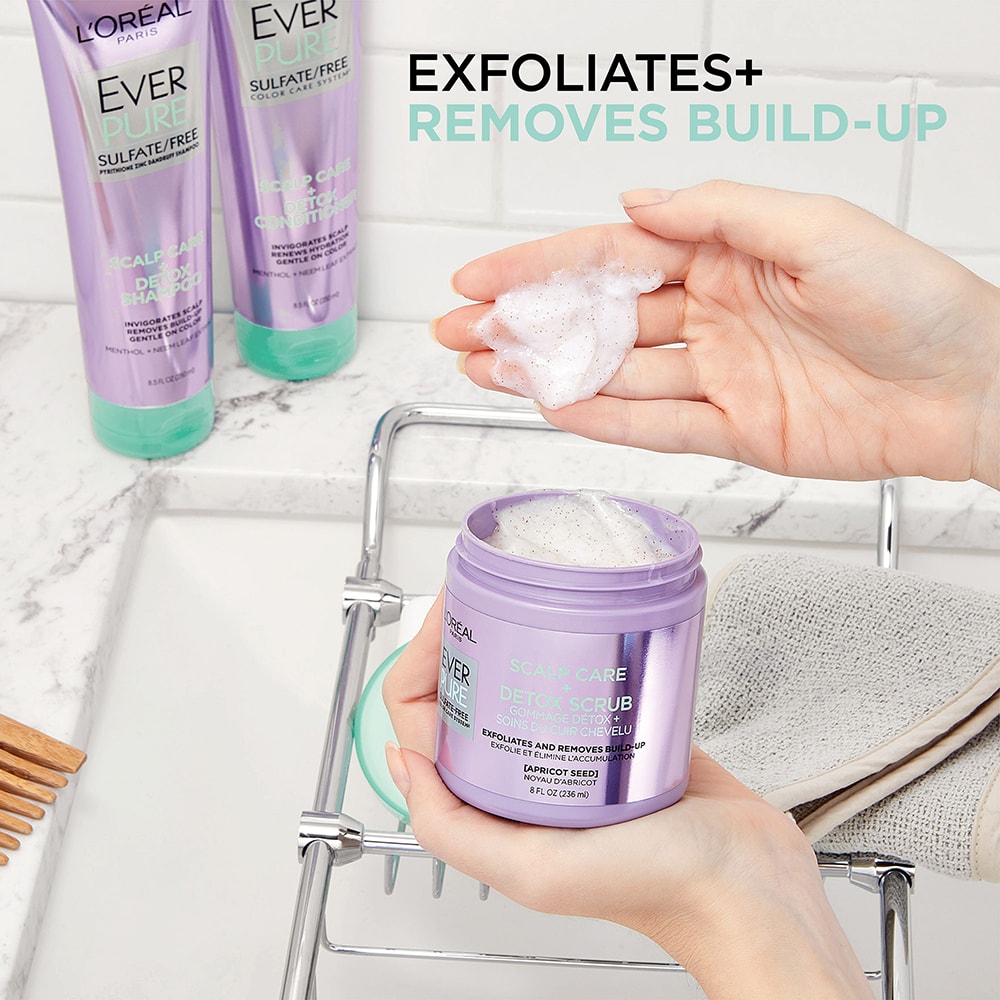 Exfoliates and removes build up